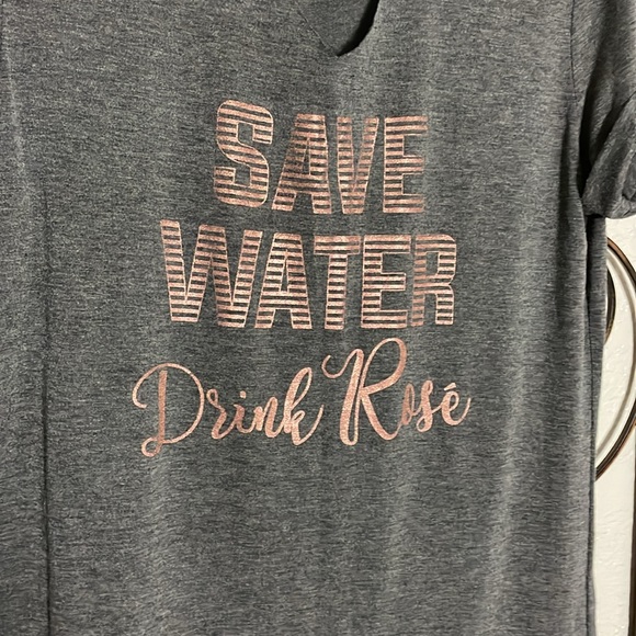 Women’s size medium gray TART INTIMATES "Save Water Drink Rosé" Mindy Shirt - Picture 2 of 5